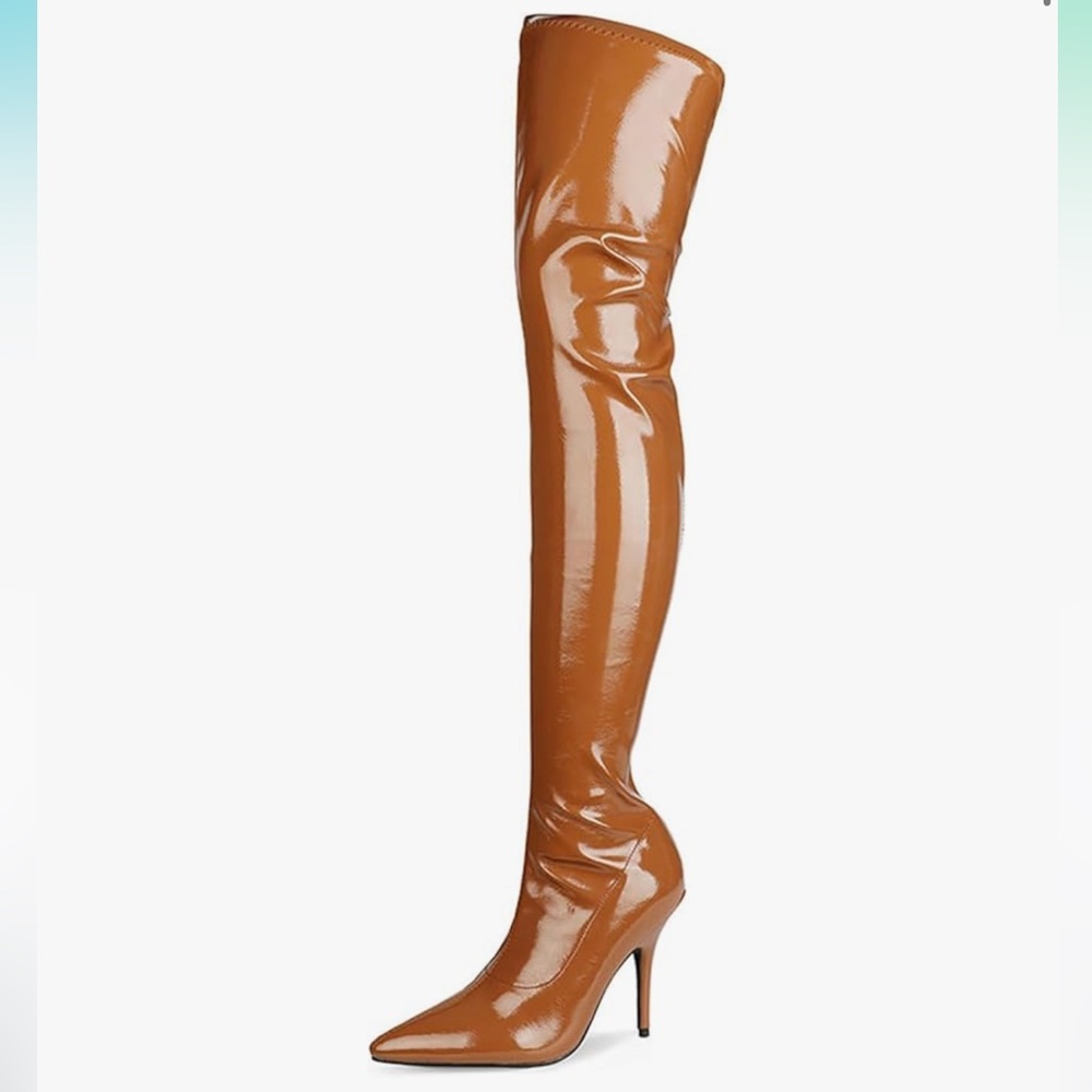 🔥sexy pleaser  shiny Brown Over-the-Knee Boots - Picture 6 of 12